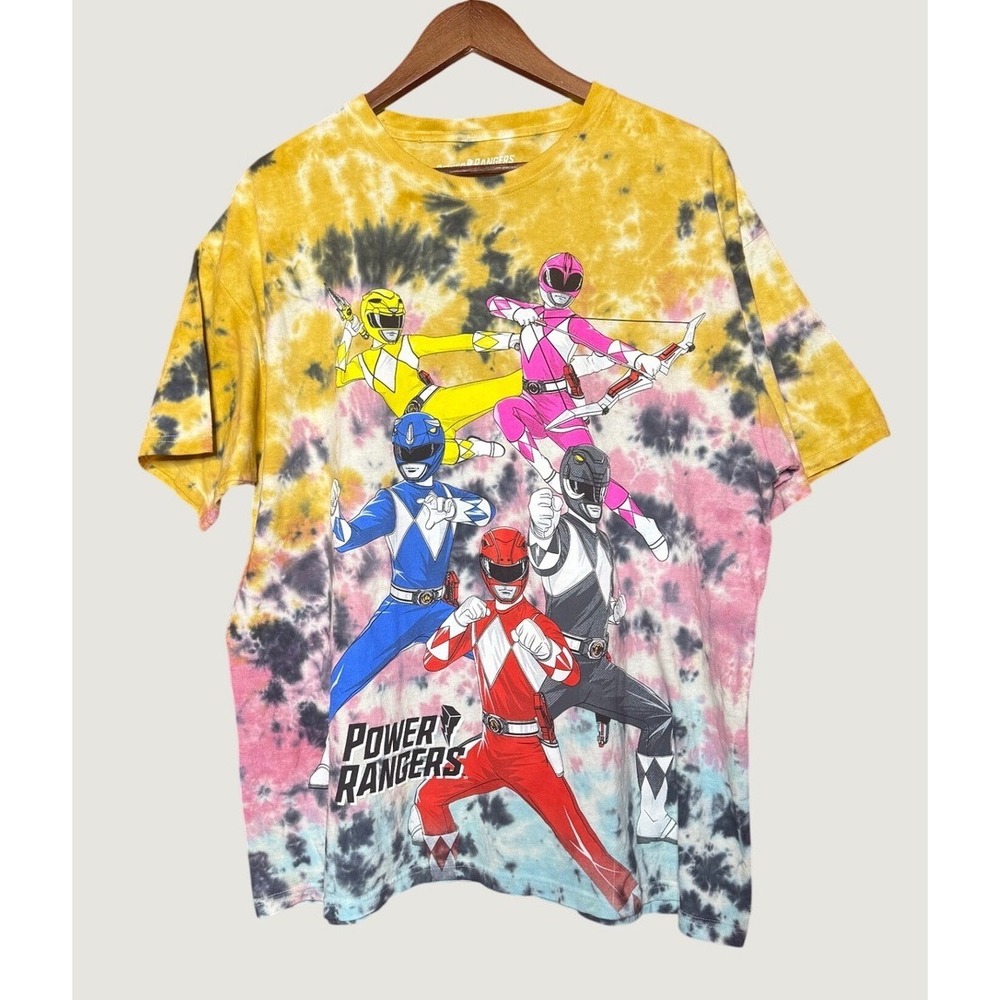 Power Rangers Graphic Tee Men 1X Multi Tie Dye Excellent Short Sleeve Cotton